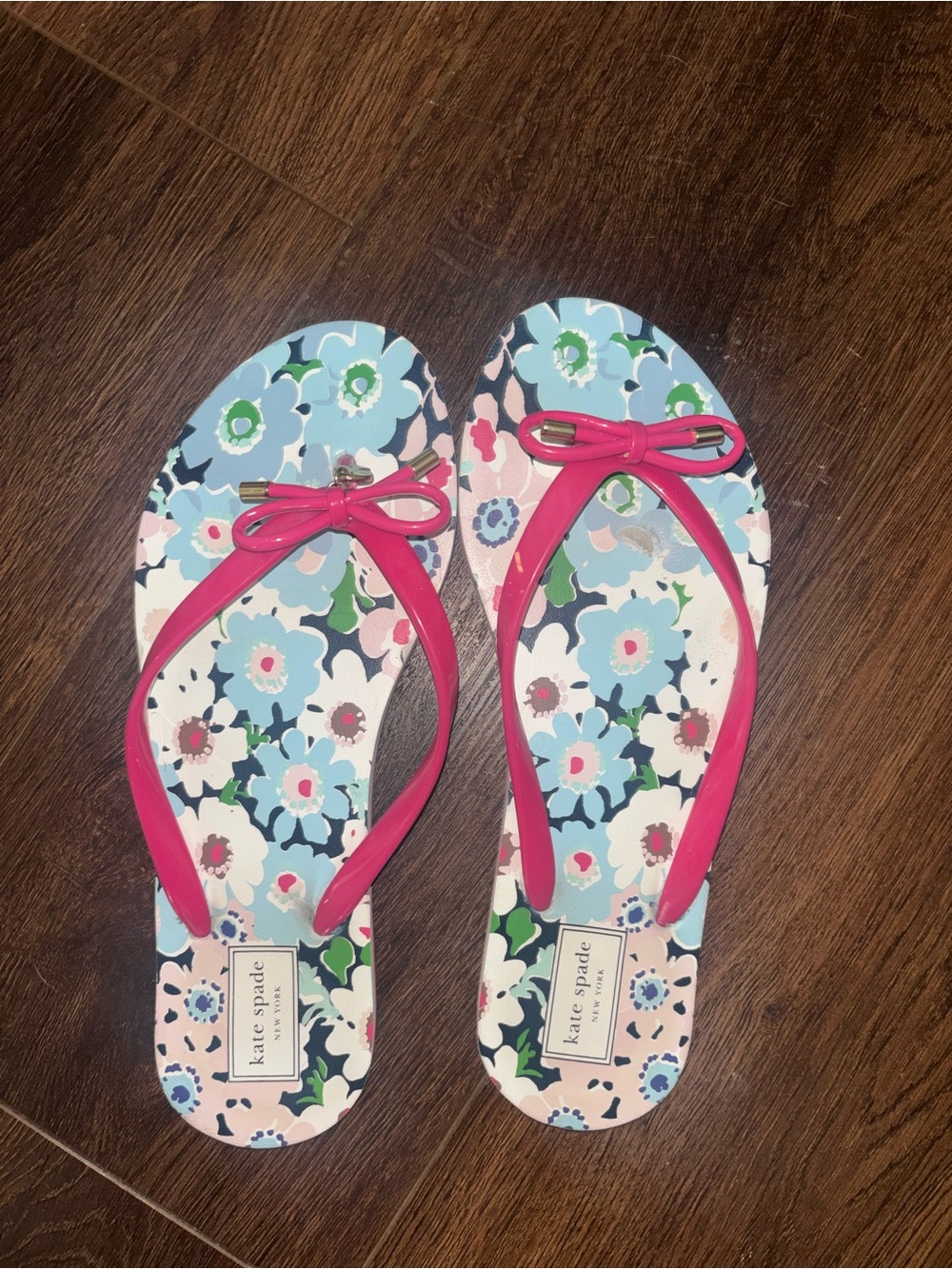 kate spade Pink Bow Floral Flip Flops